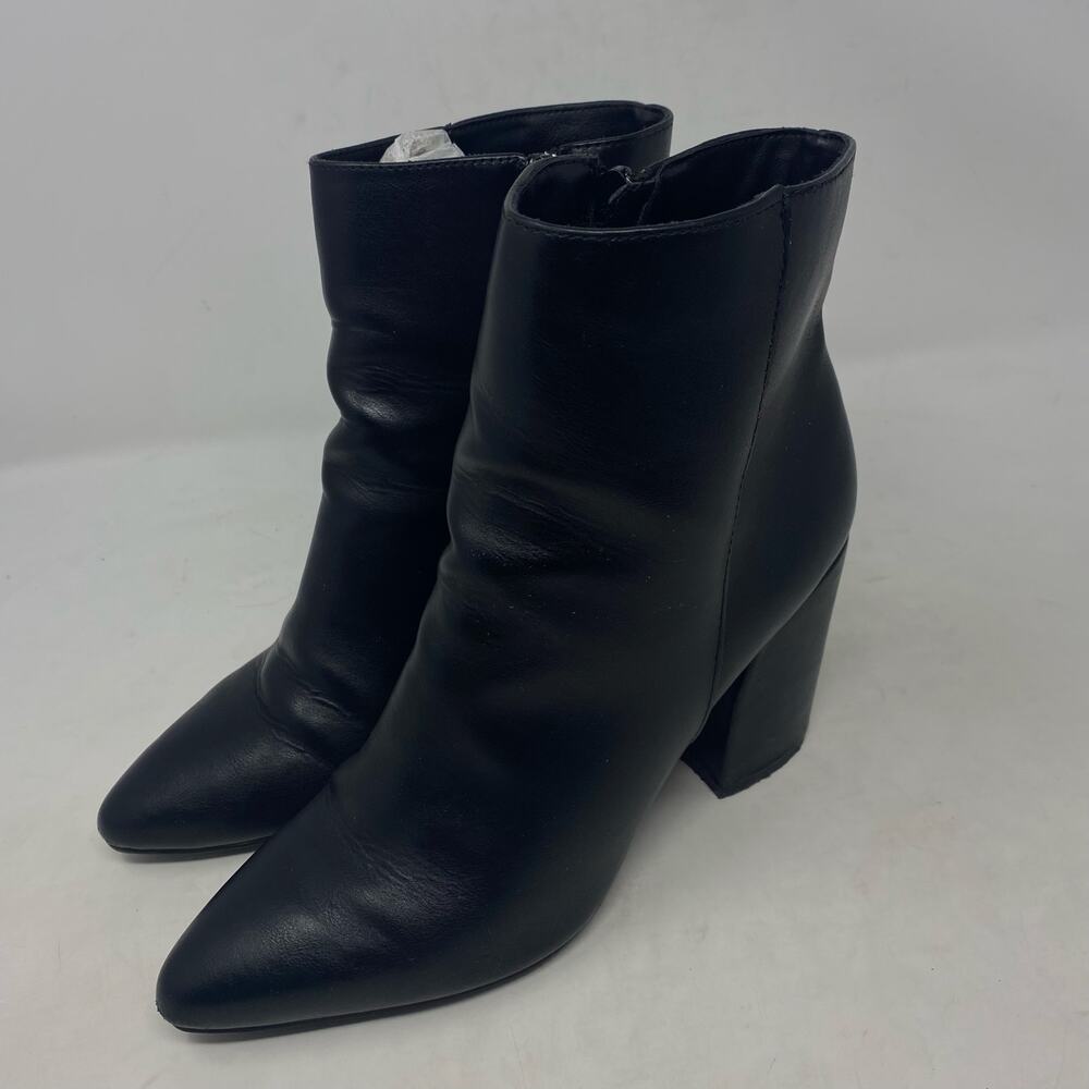 Sugar Boots Everett Side Zip Black Faux Leather Heels Womens Size 9